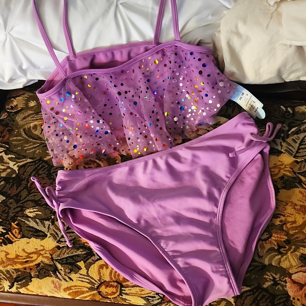 Girls purple 2 piece swim suit